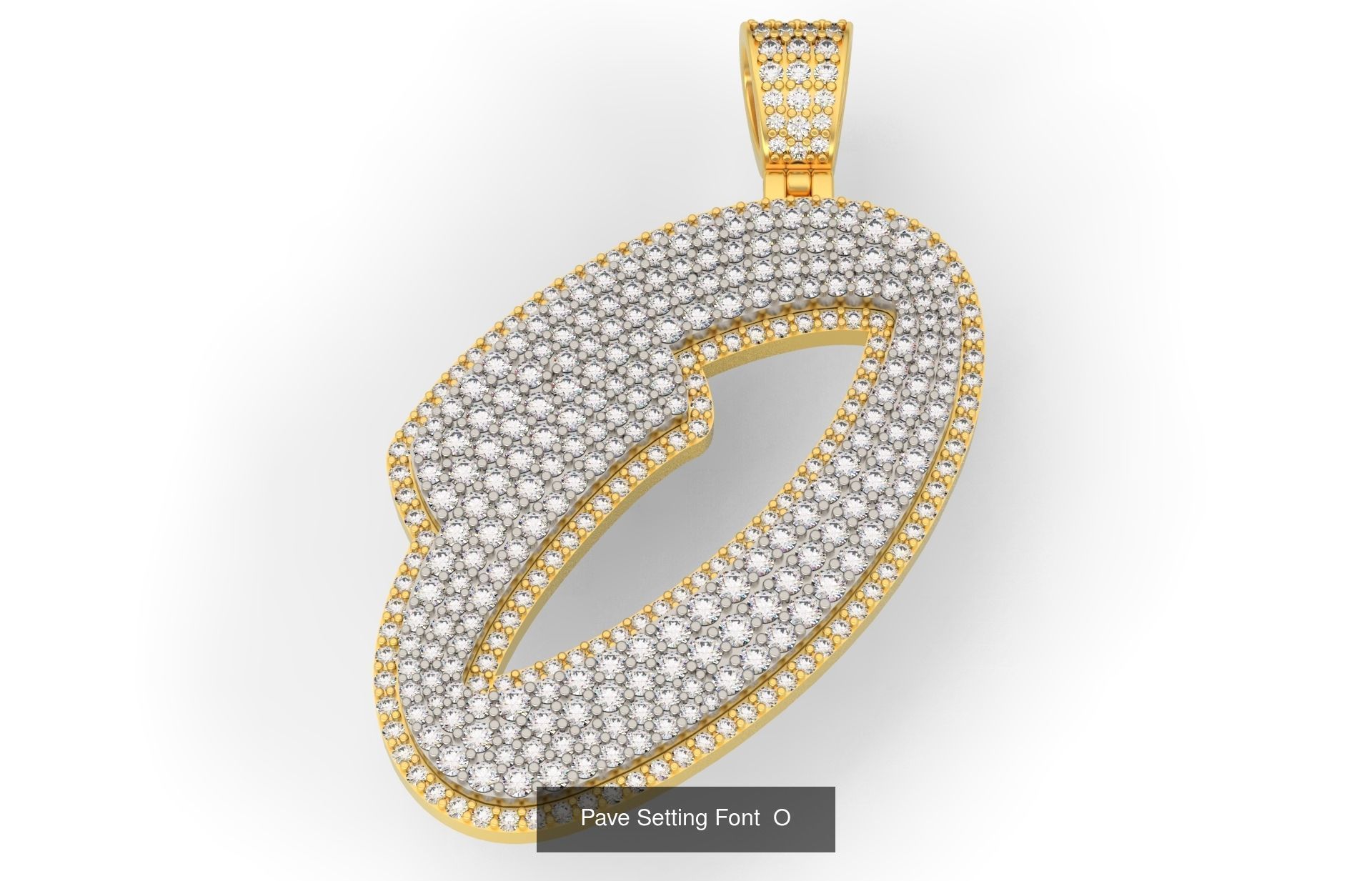 Pave Setting Font A-Z 3D Model Collection_17