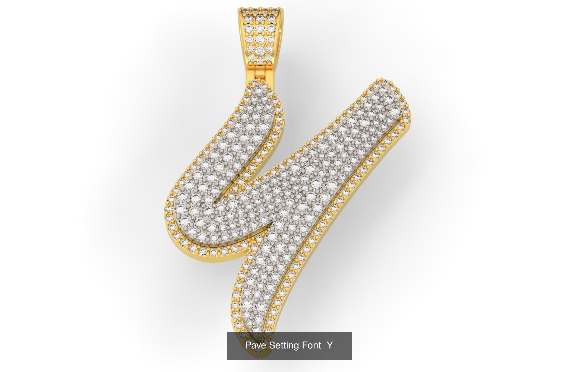 Pave Setting Font A-Z 3D Model Collection_27