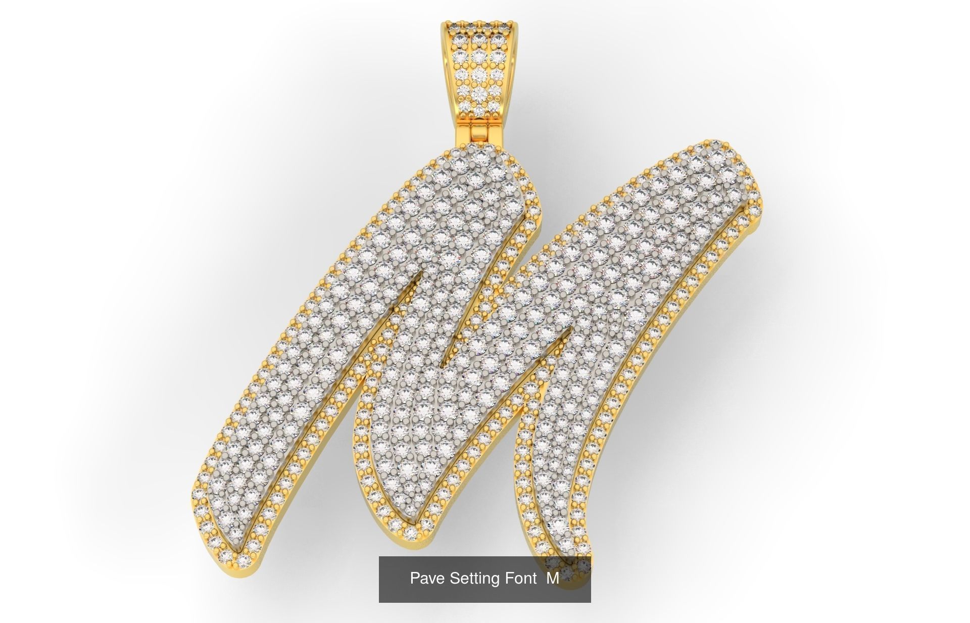 Pave Setting Font A-Z 3D Model Collection_15