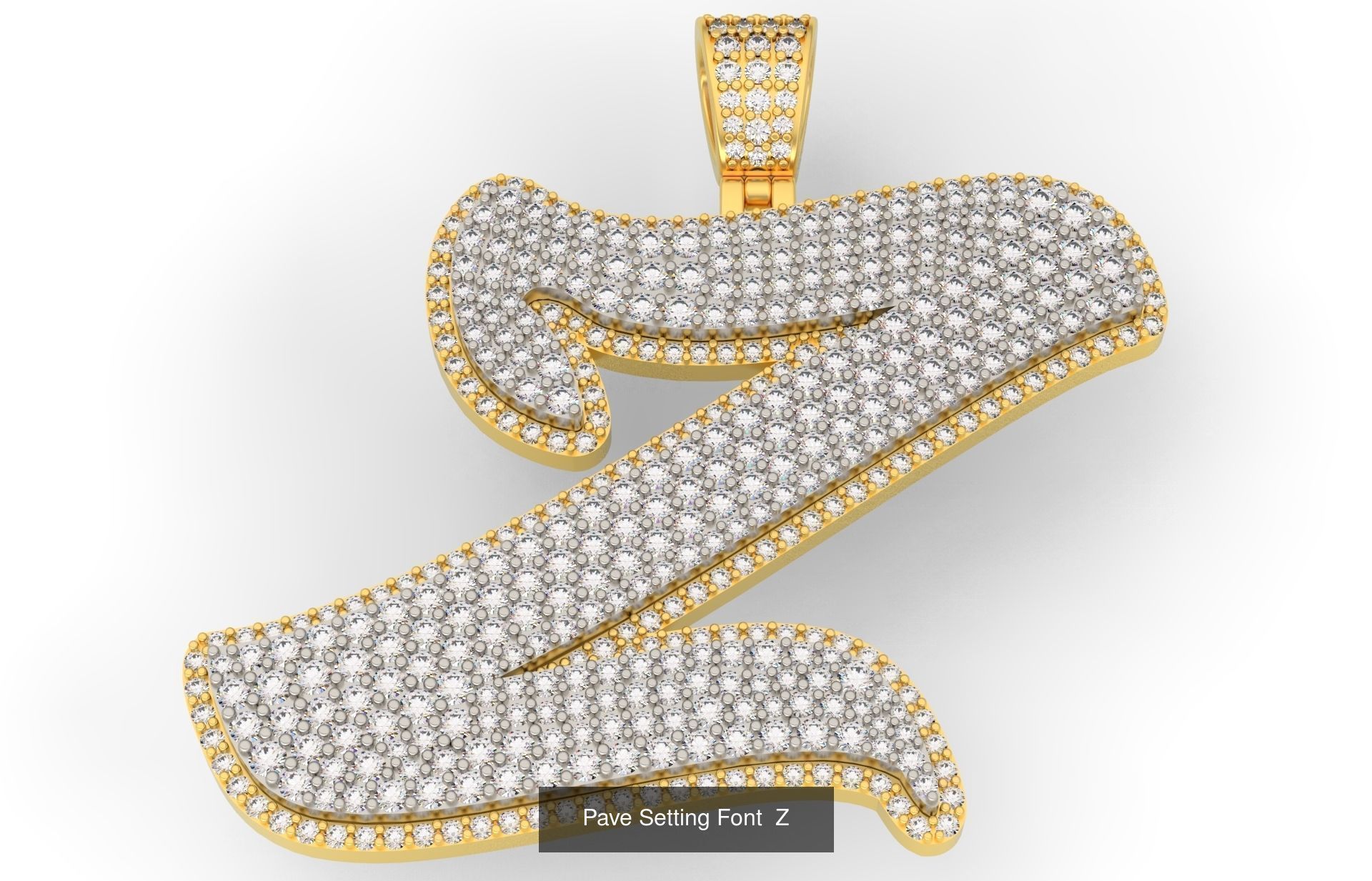 Pave Setting Font A-Z 3D Model Collection_28