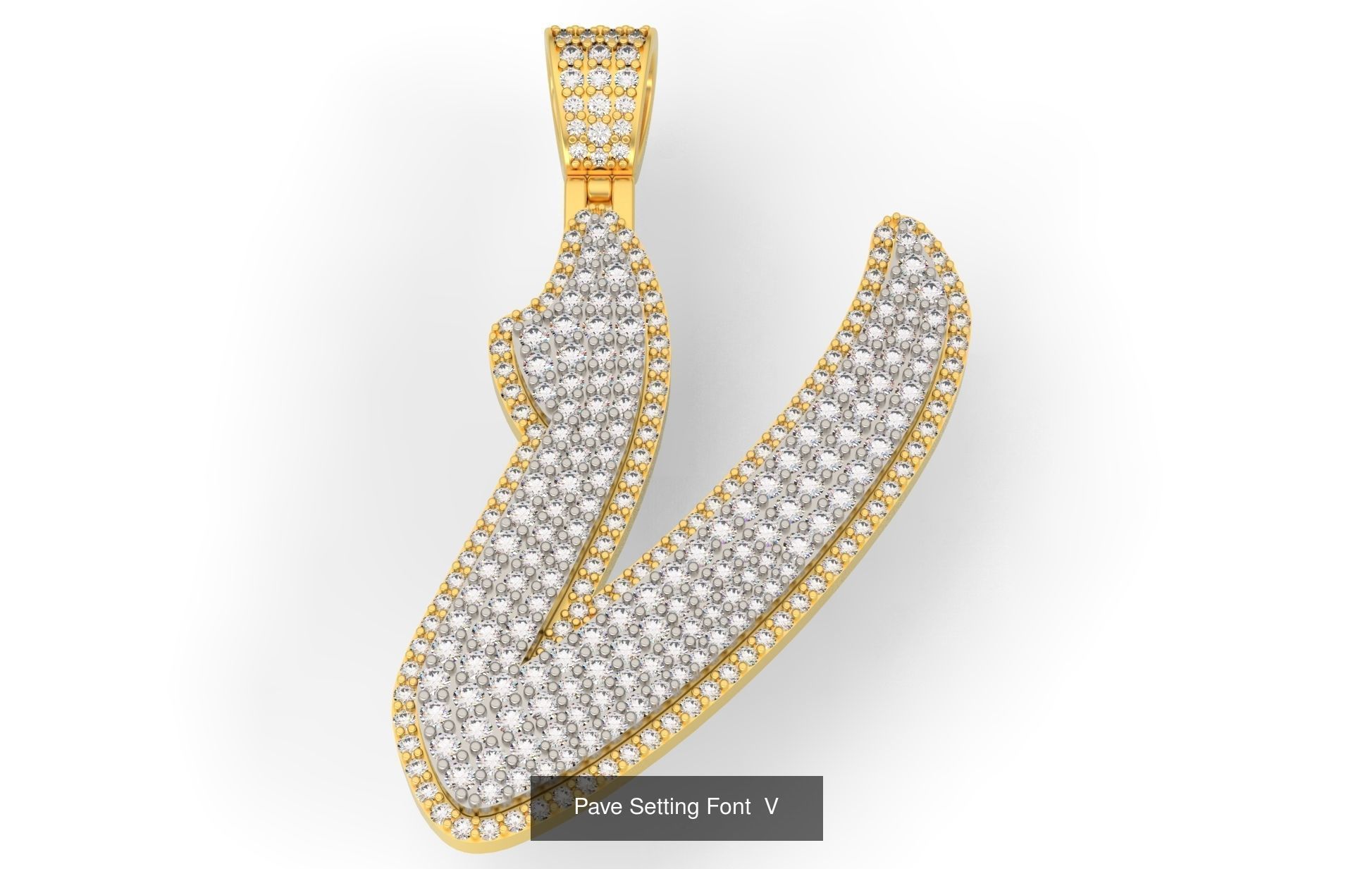 Pave Setting Font A-Z 3D Model Collection_24