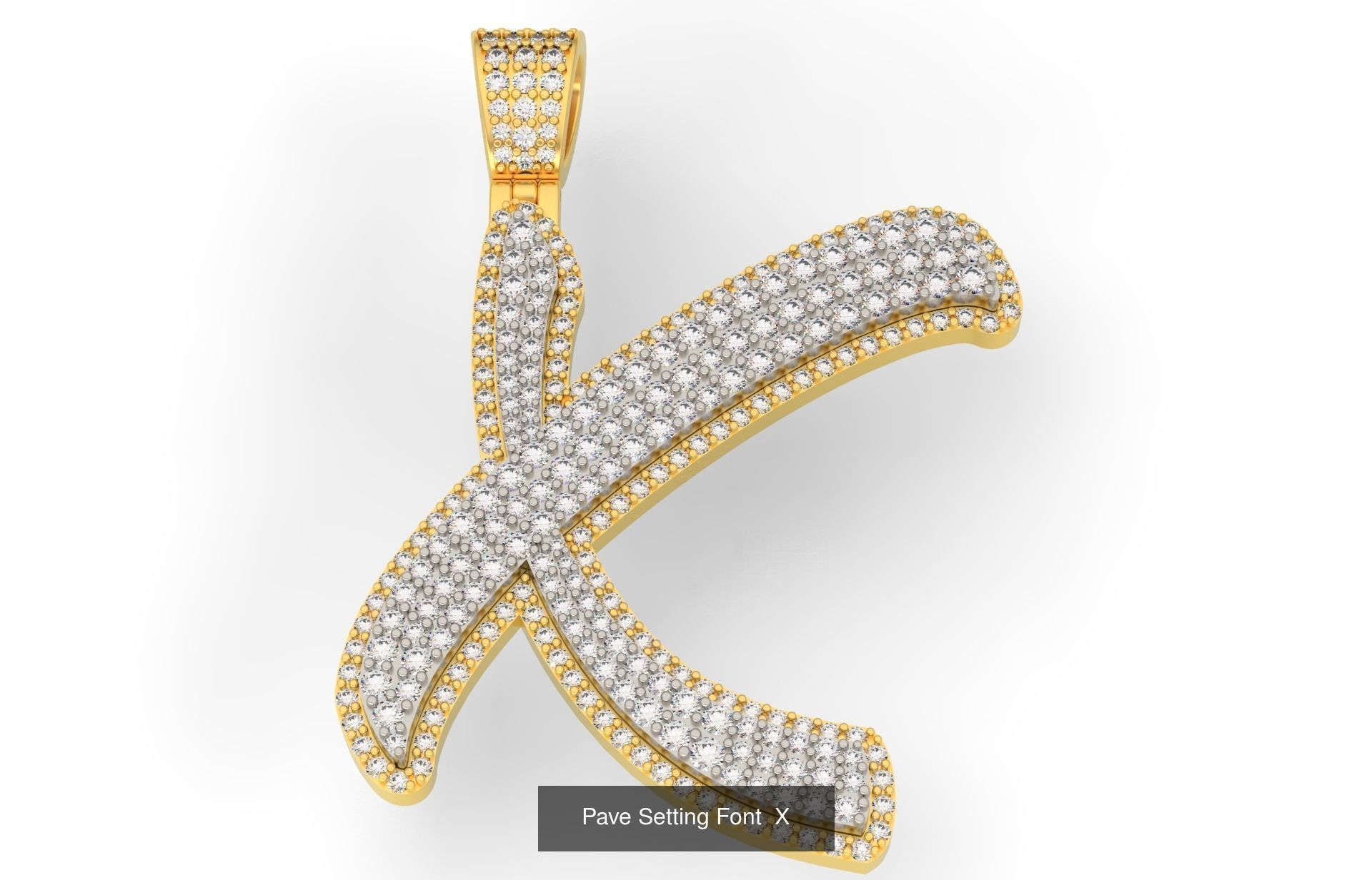 Pave Setting Font A-Z 3D Model Collection_26