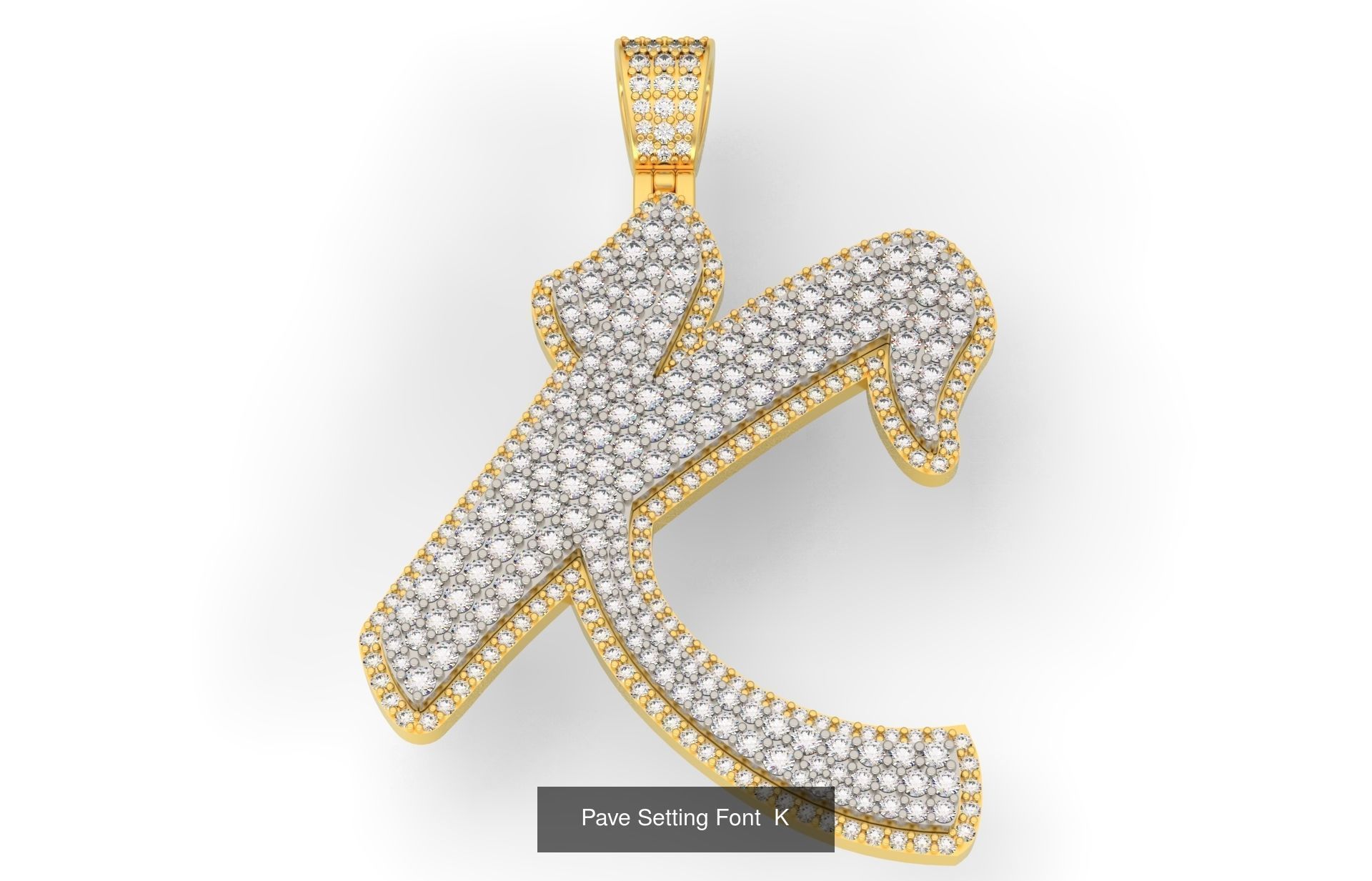 Pave Setting Font A-Z 3D Model Collection_13