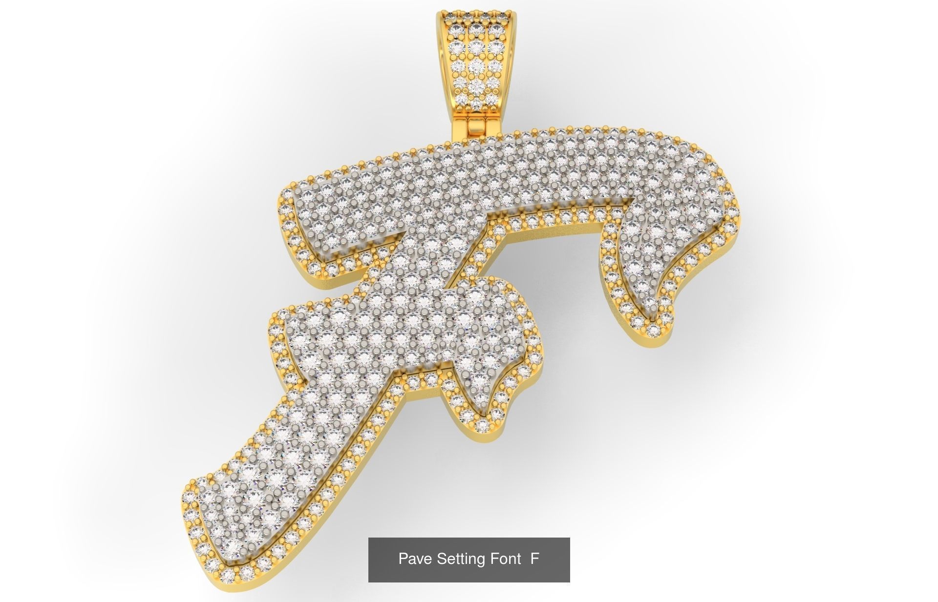 Pave Setting Font A-Z 3D Model Collection_8