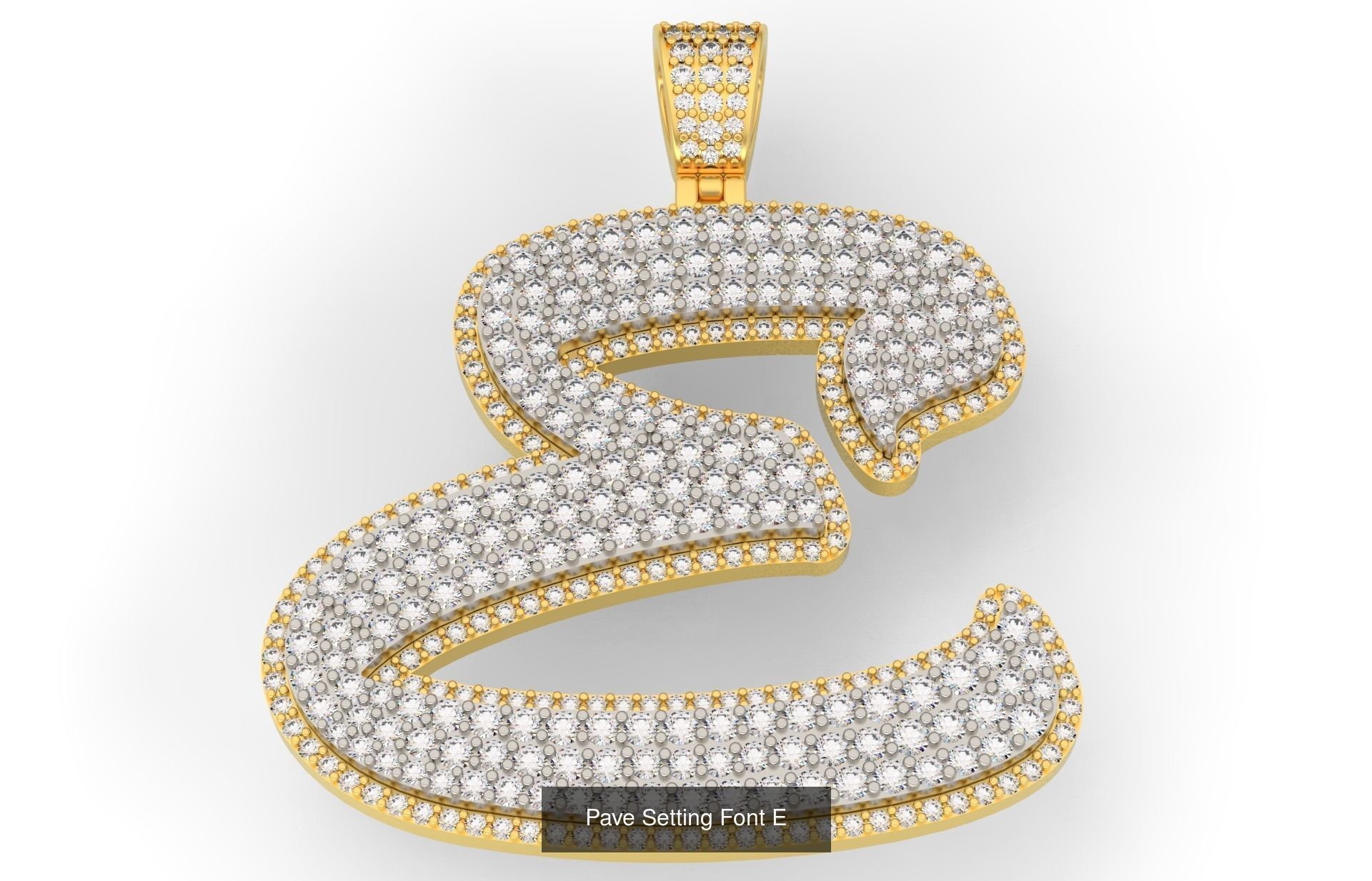 Pave Setting Font A-Z 3D Model Collection_7