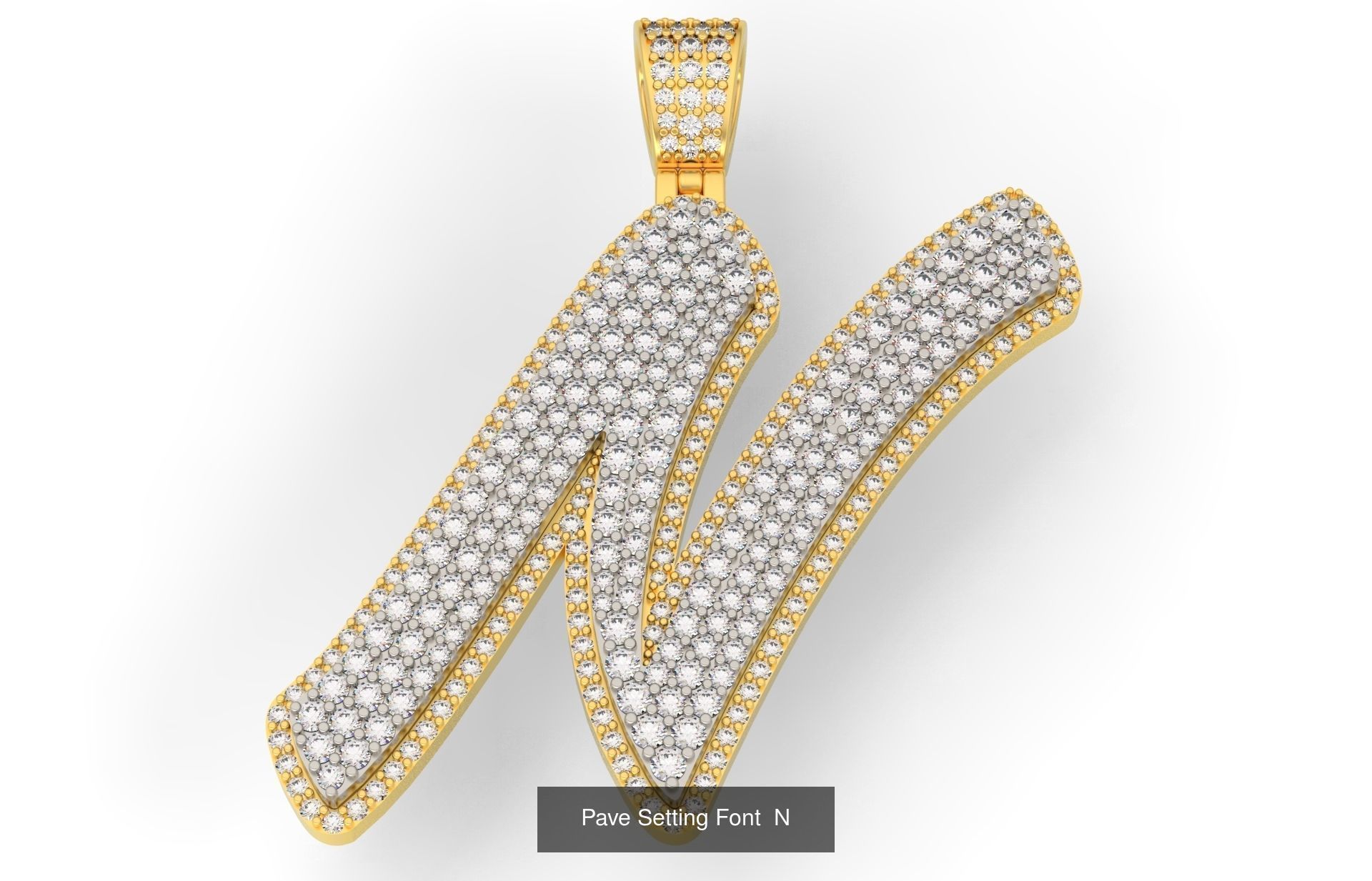 Pave Setting Font A-Z 3D Model Collection_16