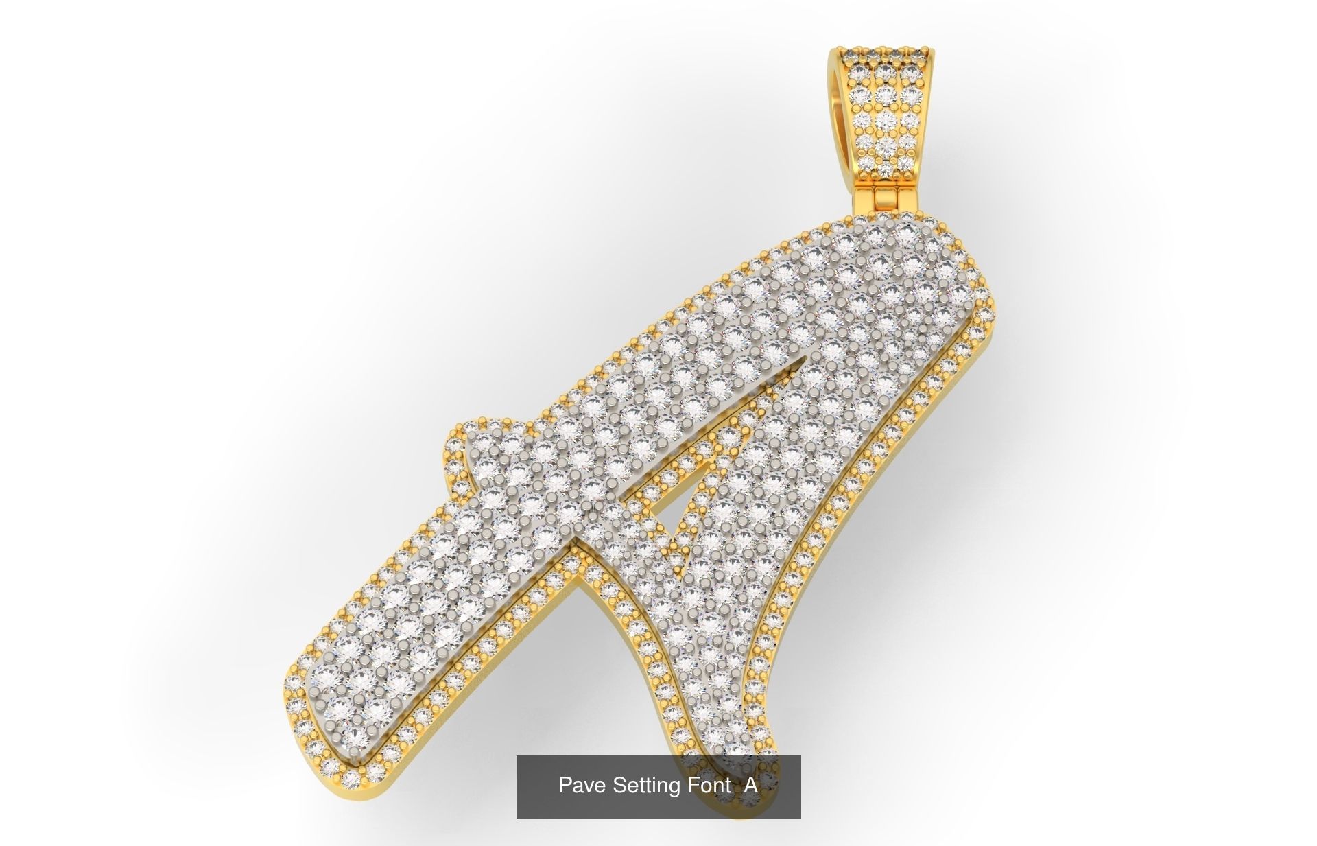 Pave Setting Font A-Z 3D Model Collection_3