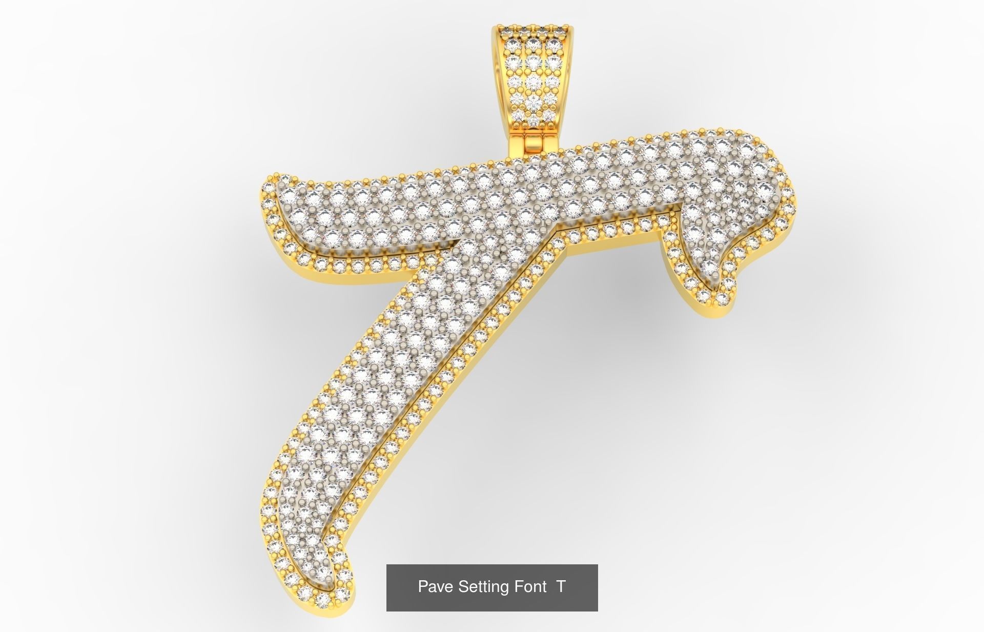 Pave Setting Font A-Z 3D Model Collection_22