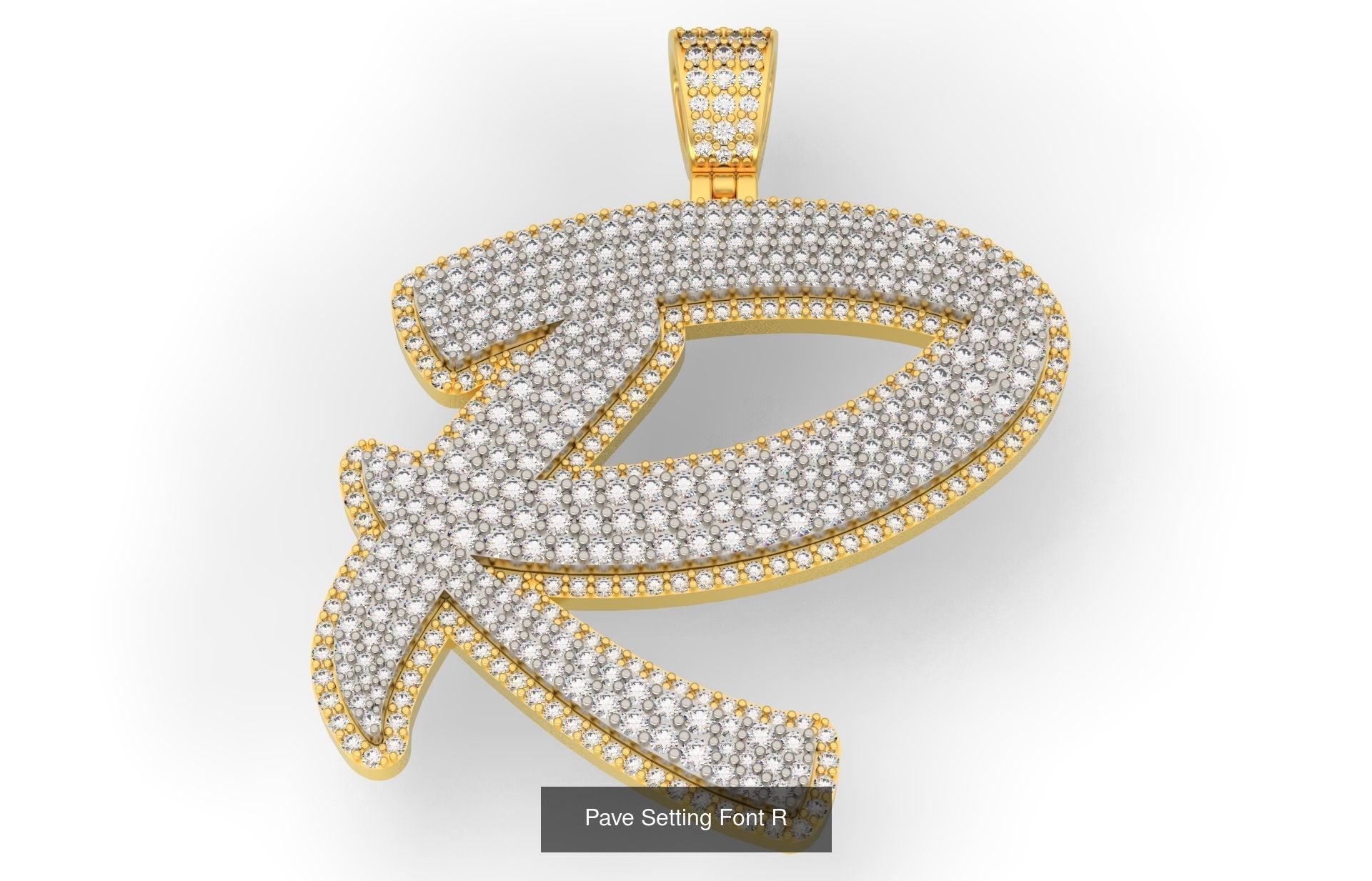 Pave Setting Font A-Z 3D Model Collection_20