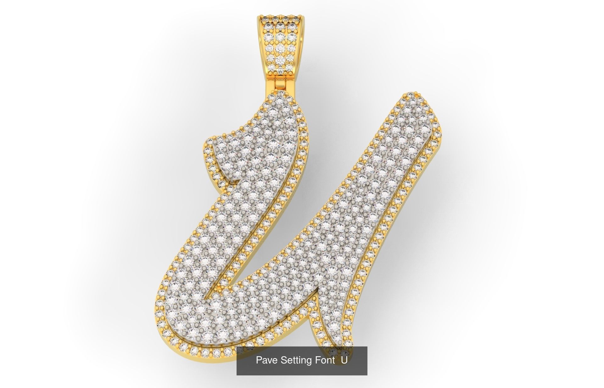 Pave Setting Font A-Z 3D Model Collection_23