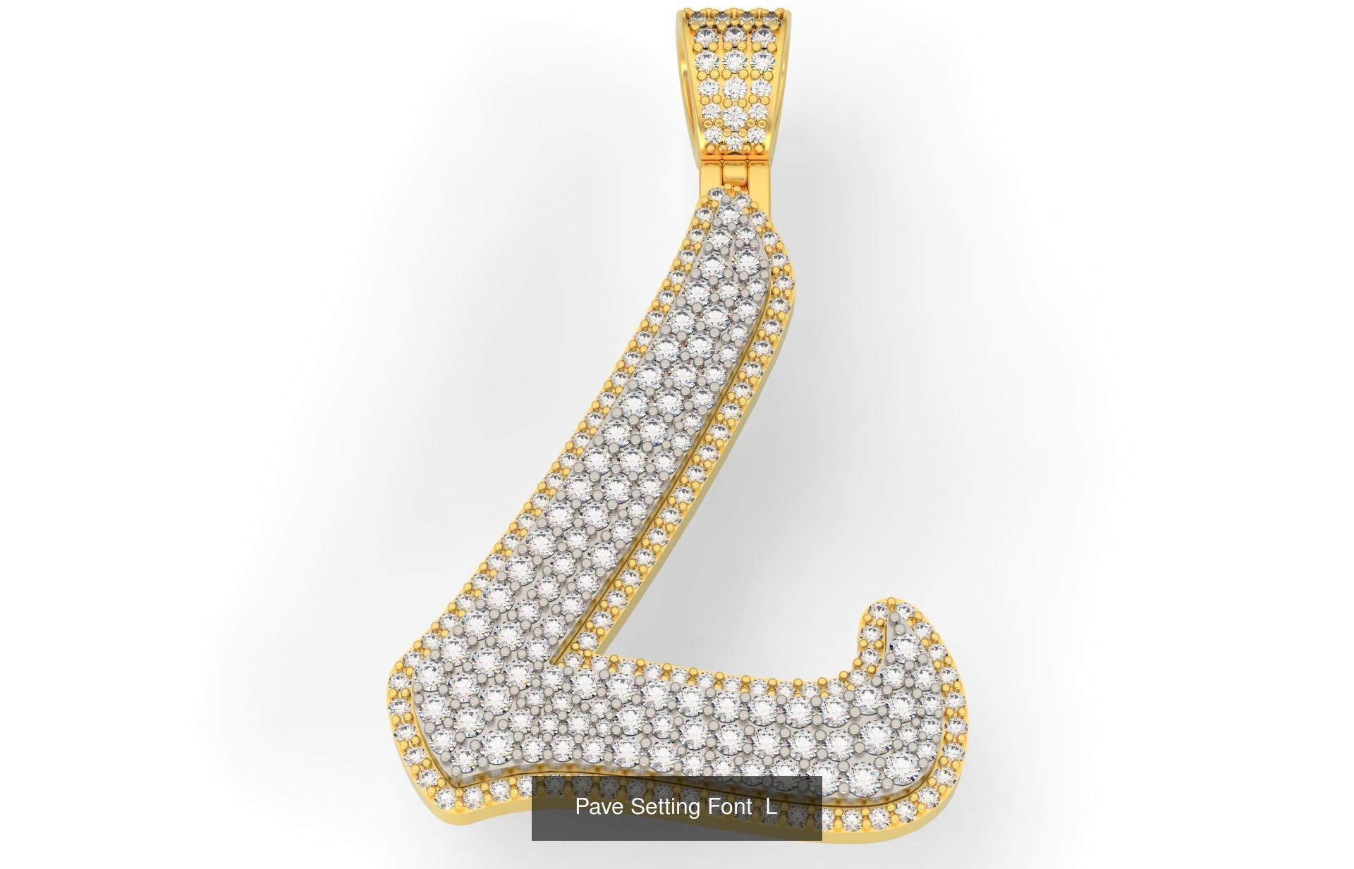 Pave Setting Font A-Z 3D Model Collection_14