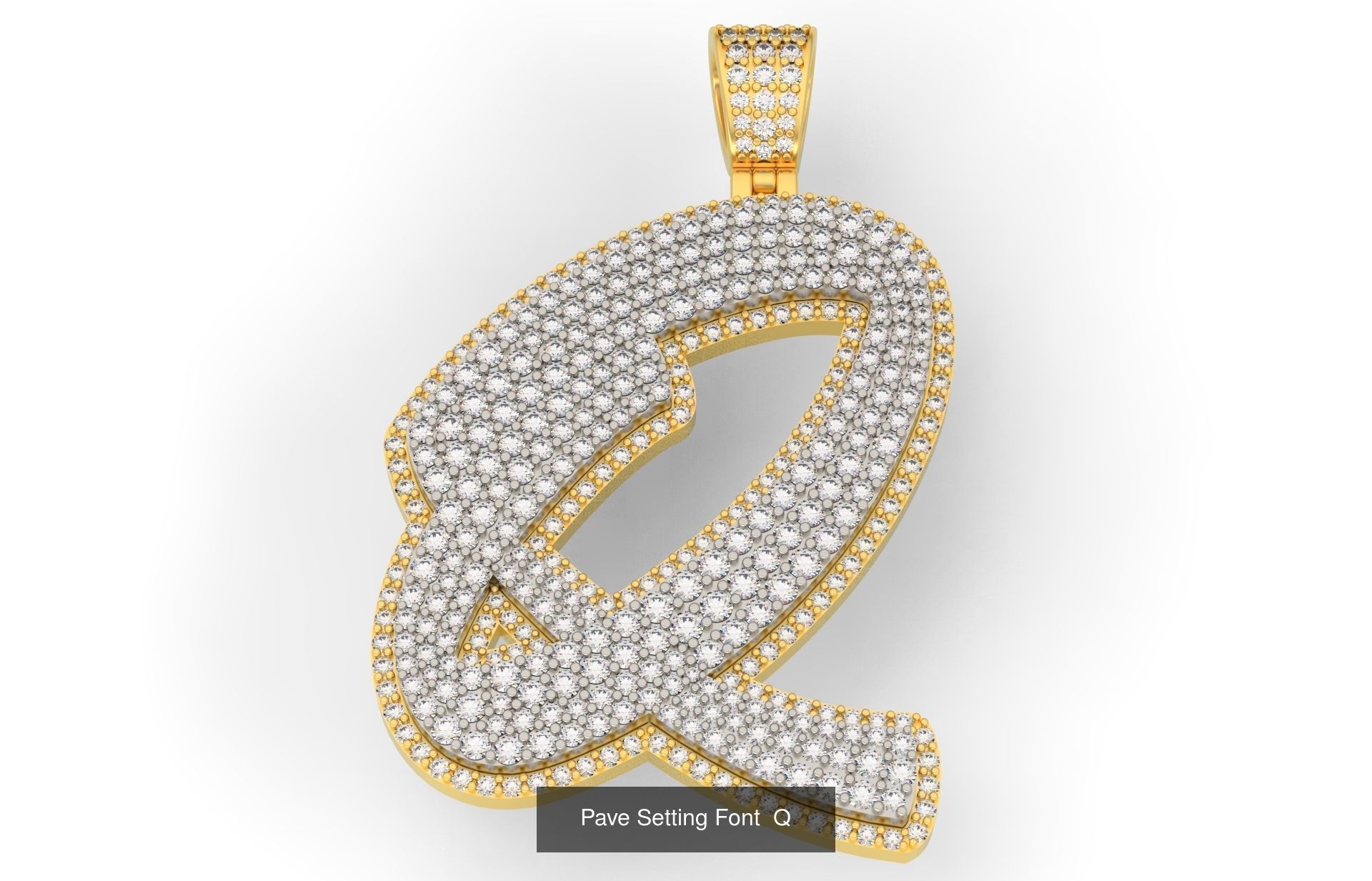 Pave Setting Font A-Z 3D Model Collection_19