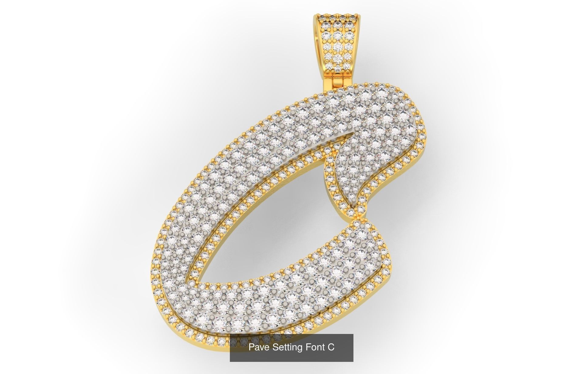 Pave Setting Font A-Z 3D Model Collection_5