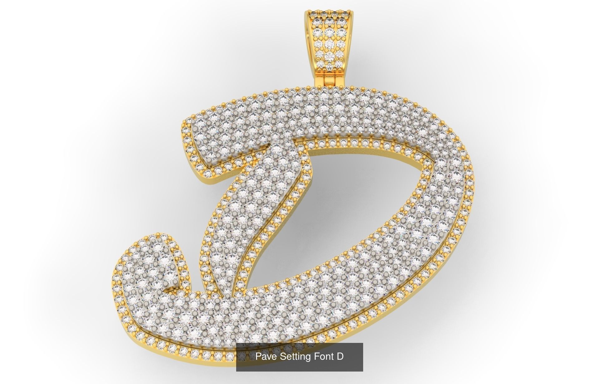 Pave Setting Font A-Z 3D Model Collection_6