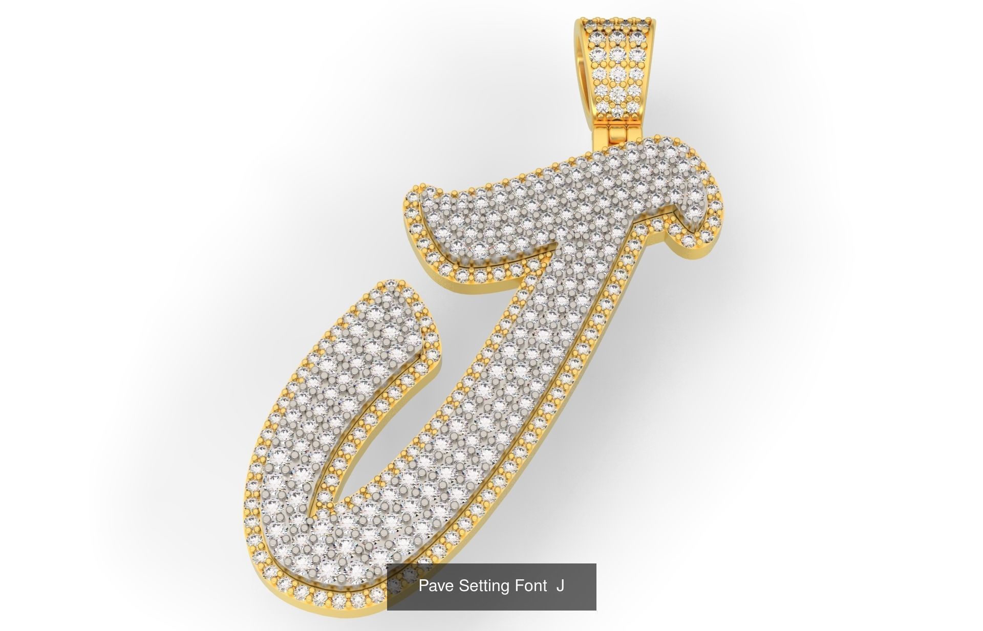 Pave Setting Font A-Z 3D Model Collection_12