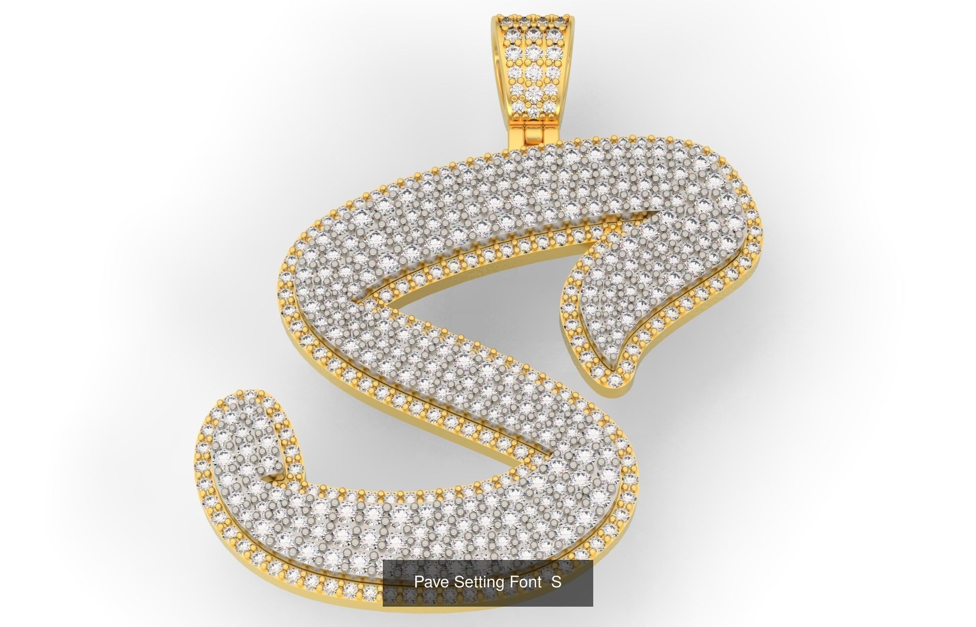 Pave Setting Font A-Z 3D Model Collection_21