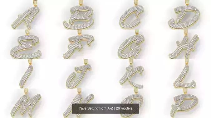 Pave Setting Font A-Z 3D Model Collection Pave Setting Font A-Z 3D Model Collection
