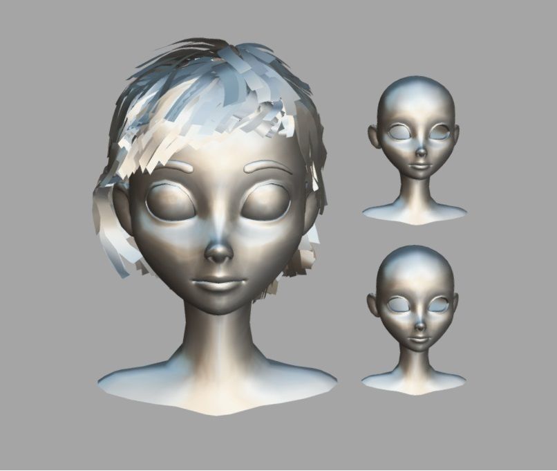 Stylized Female Head base mesh 3D model_1