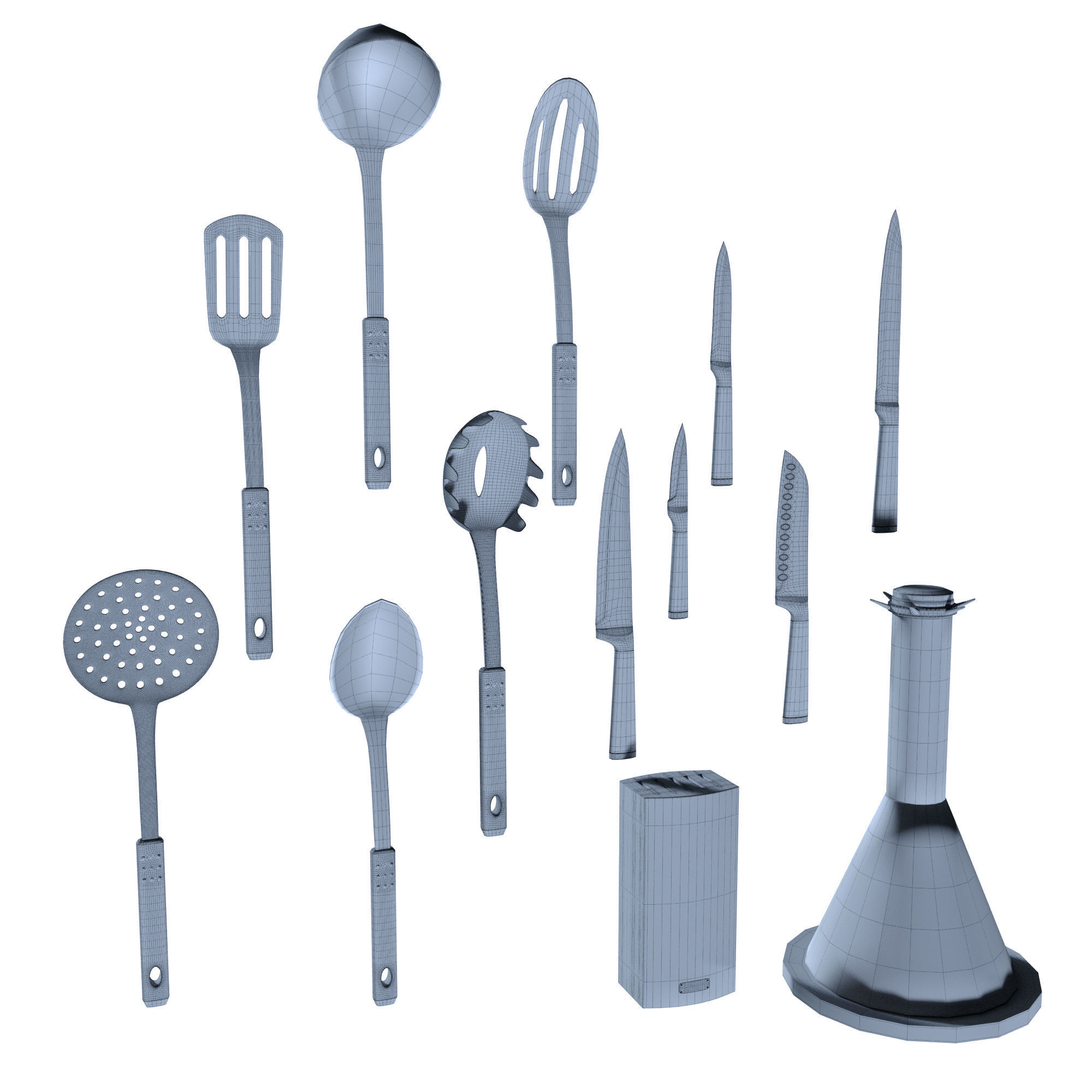 Set of knives and spoons for the kitchen  3D model_6