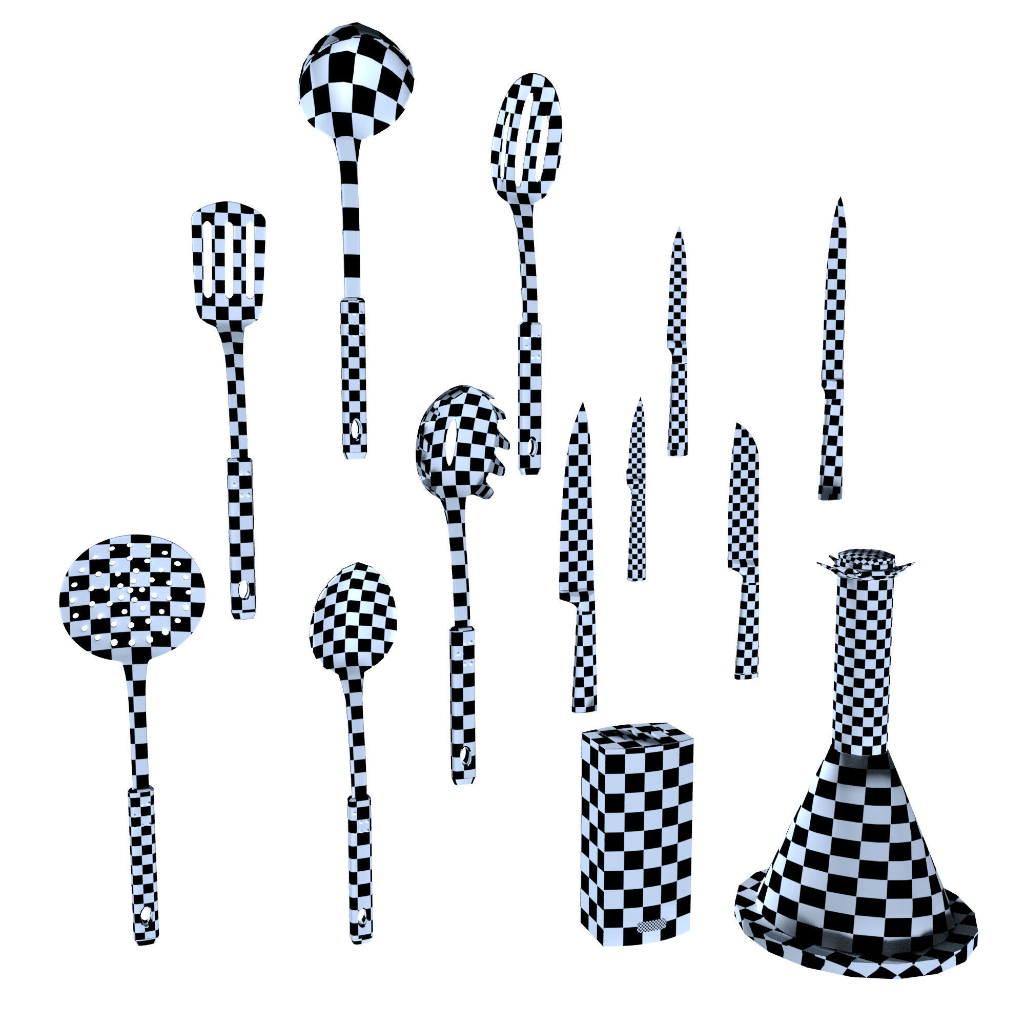 Set of knives and spoons for the kitchen  3D model_5