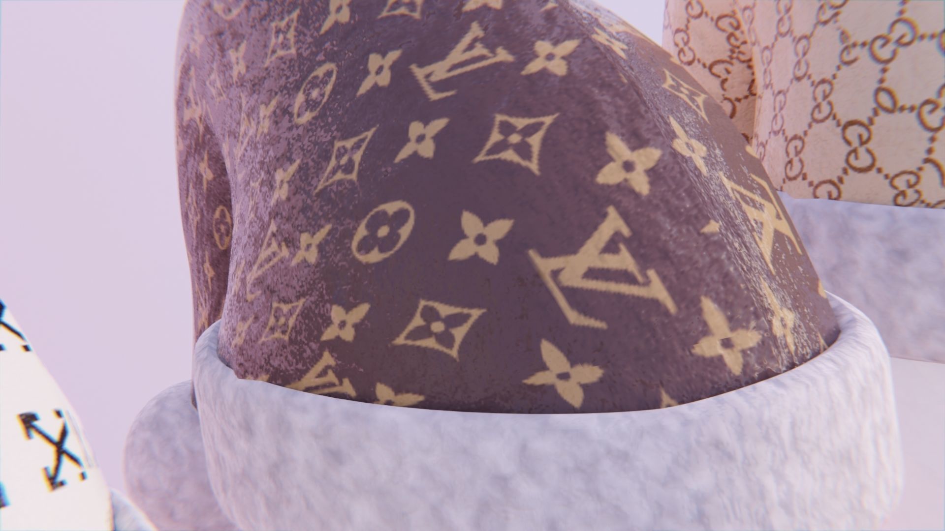 Designer Santa Hats - 5 Pack Low-poly 3D model_5