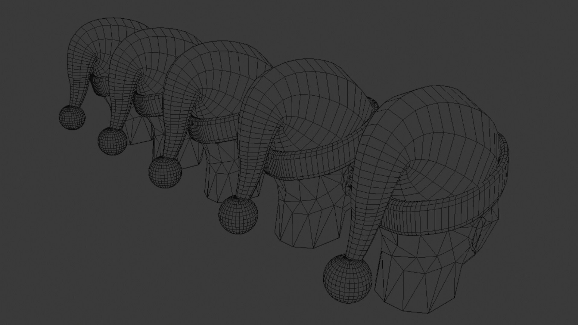 Designer Santa Hats - 5 Pack Low-poly 3D model_10