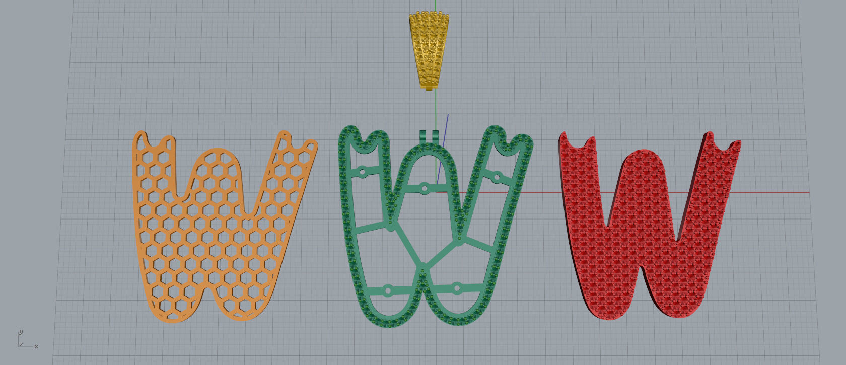 Drip Font W 3D print model_10