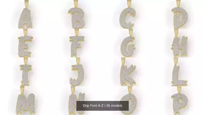 Drip Font A-Z 3D Model Collection