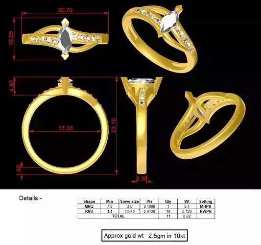 fashion ring with scooped 