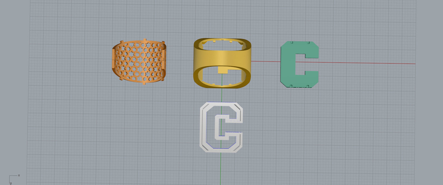 Ring Font  C 3D print model_12