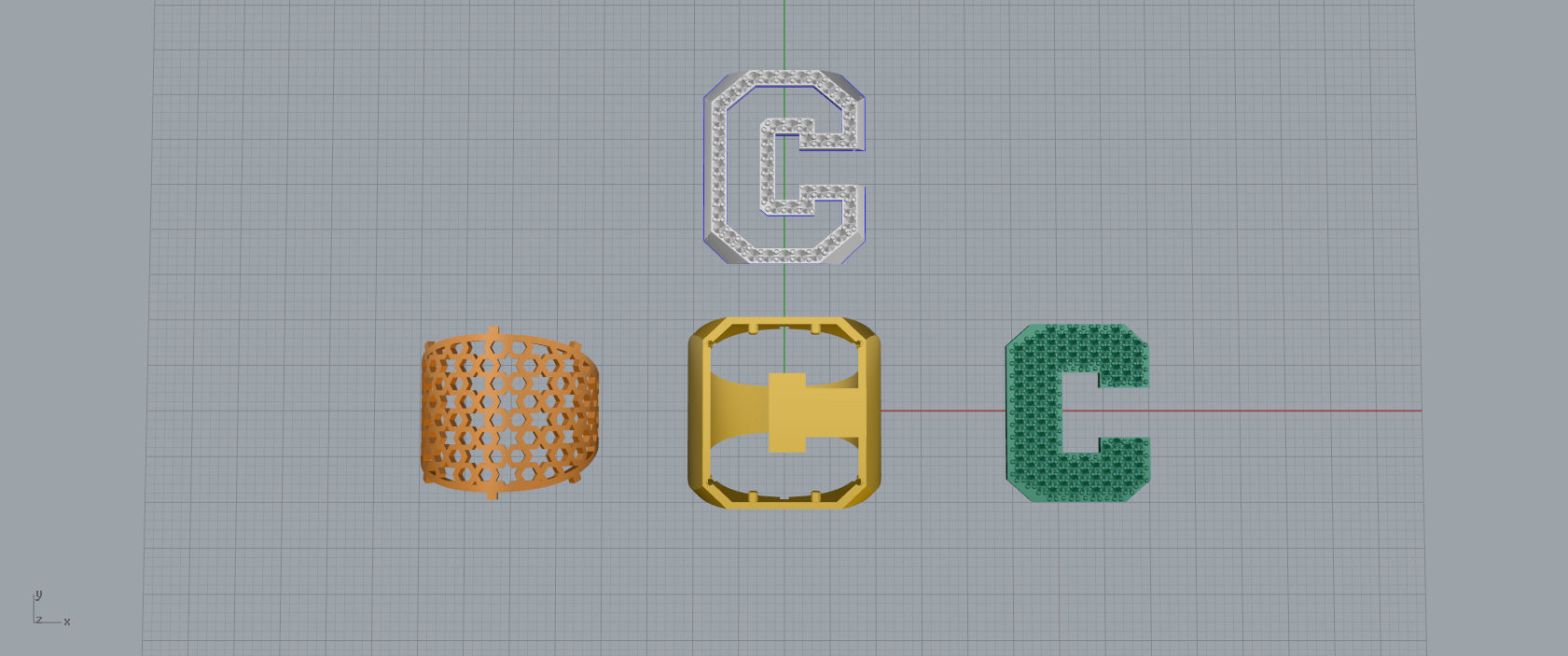 Ring Font  C 3D print model_11