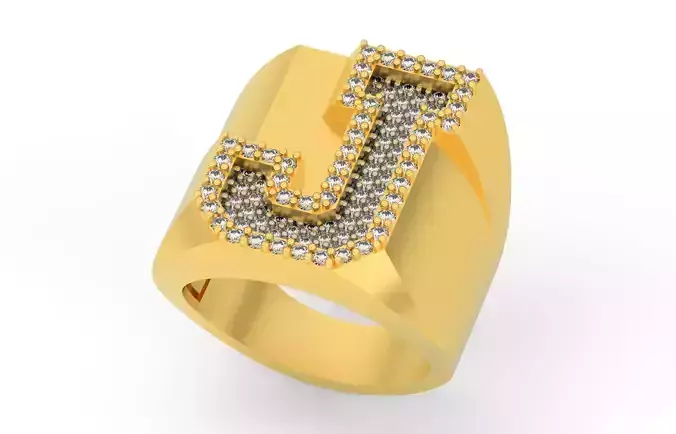 Ring Font  J 3D print model