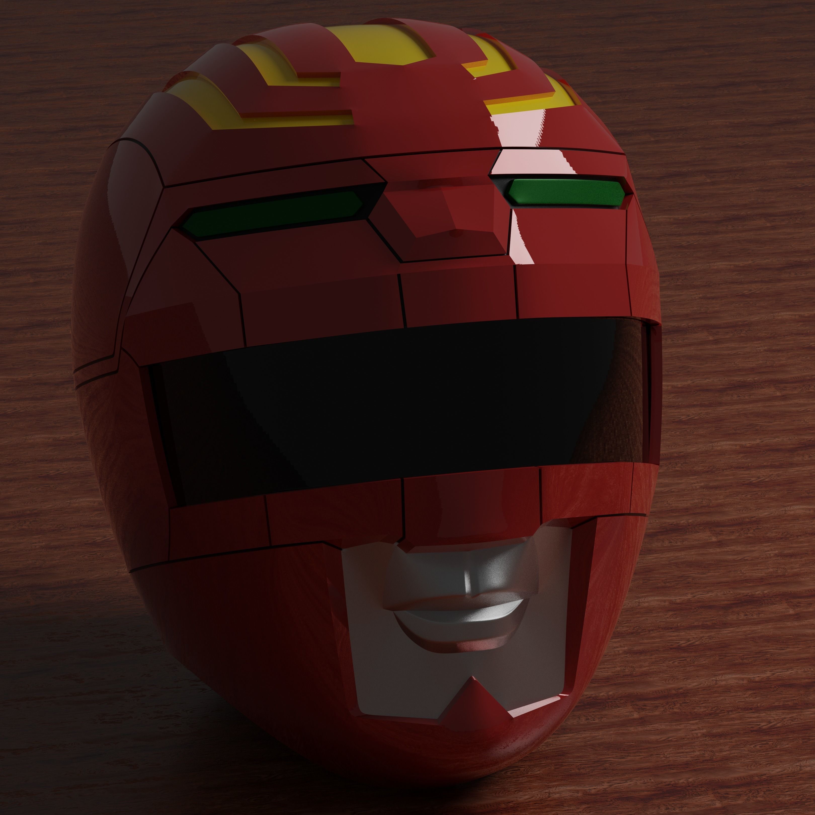 Power Rangers Lost Galaxy Inspired Red Ranger Helmet 3D print model_6