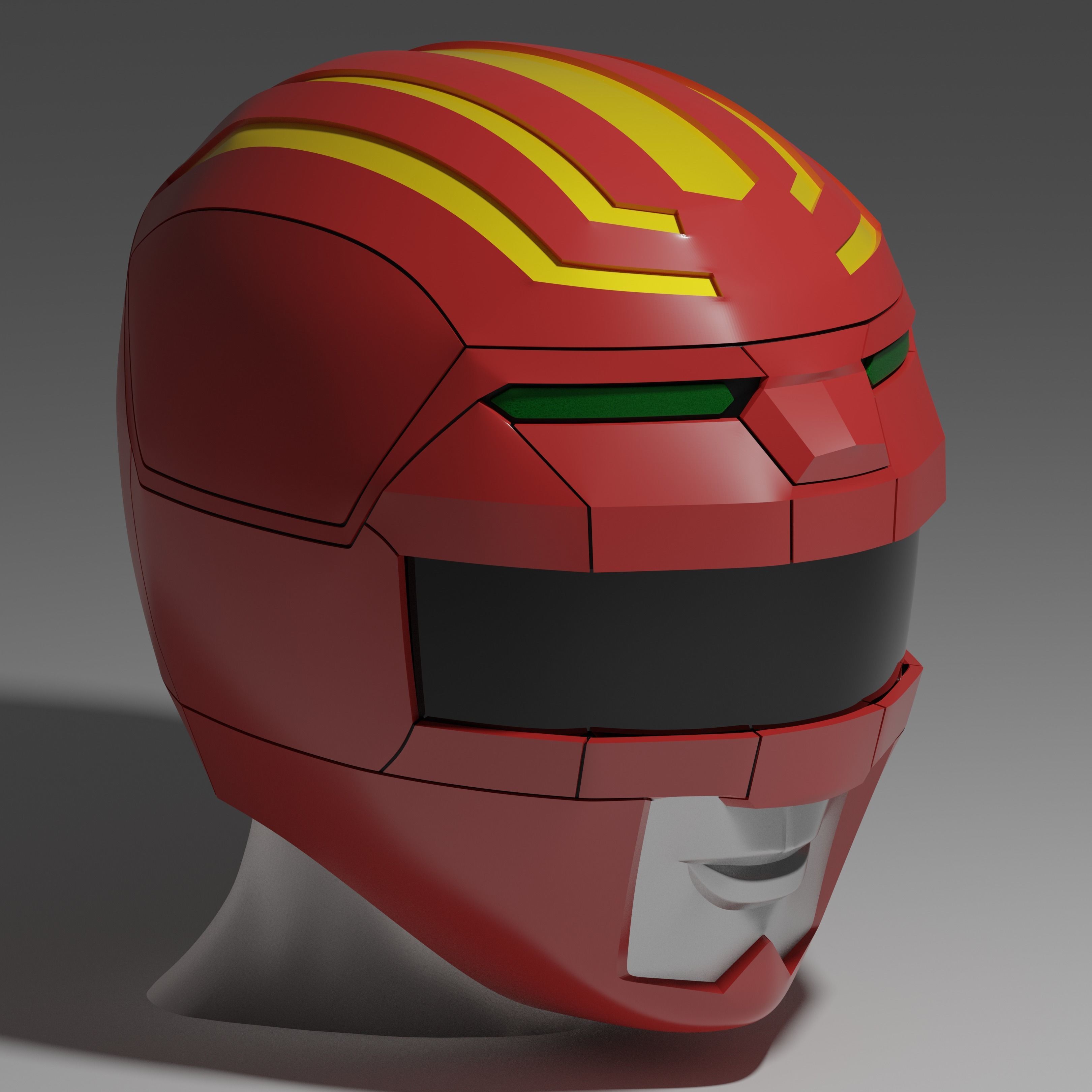 Power Rangers Lost Galaxy Inspired Red Ranger Helmet 3D print model_4