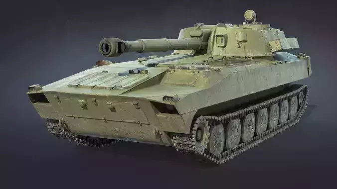 2S1 Gvozdika self-propelled howitzer Low-poly 3D model