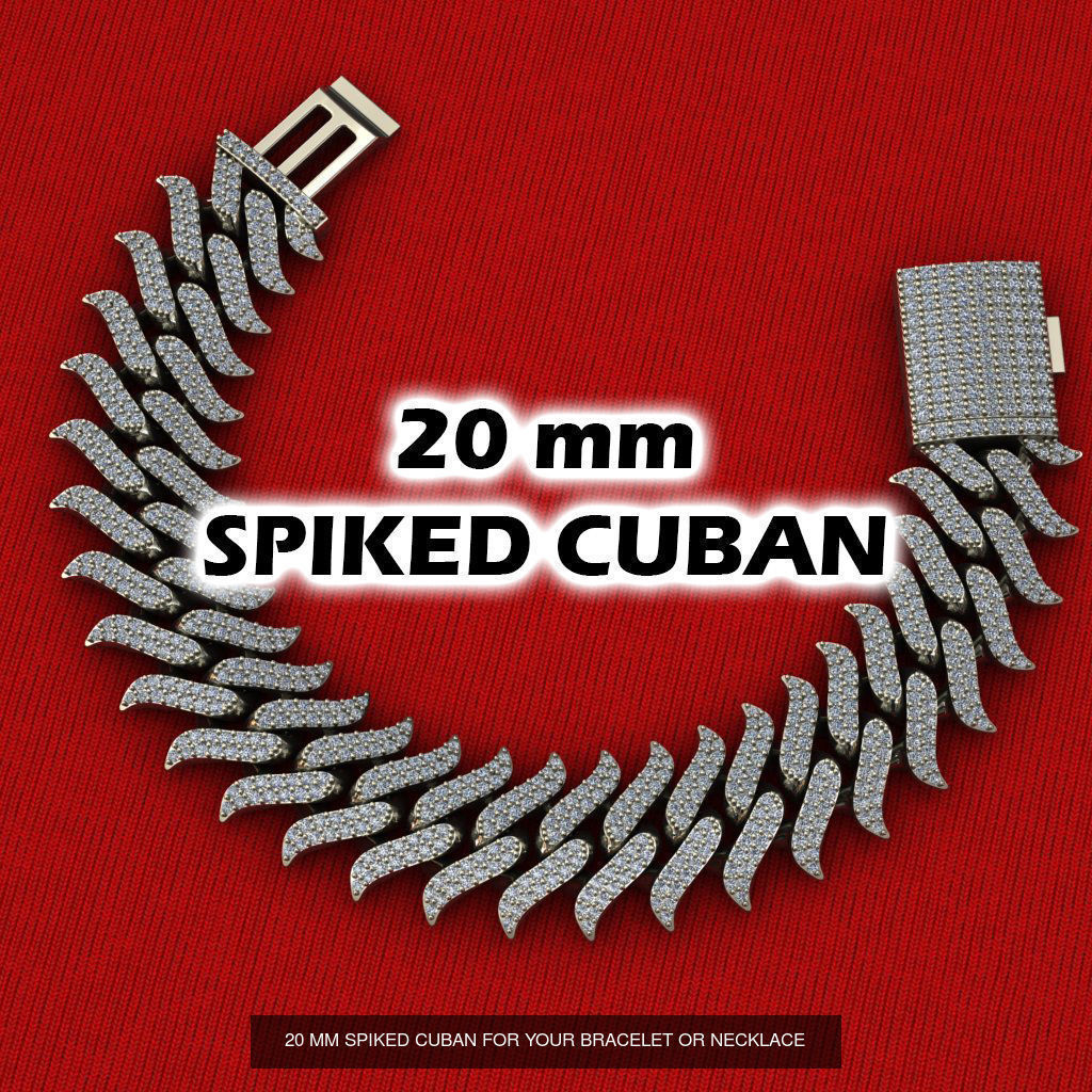 3 SIZE SPIKED CUBAN 3D Model Collection_5