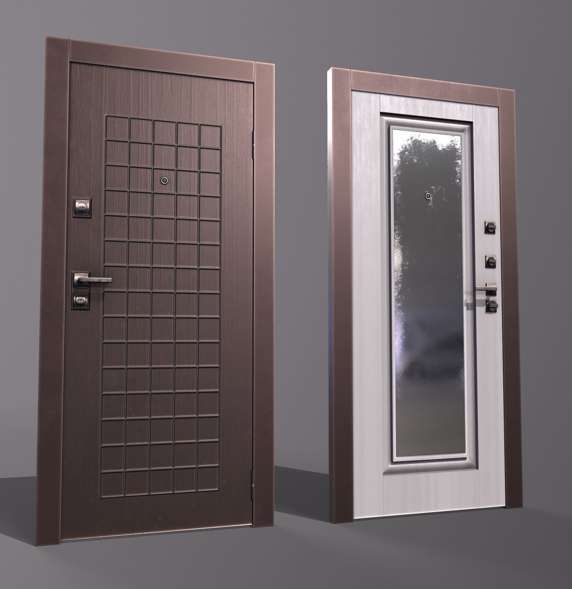 8 doors and 8 door jambs Low-poly 3D model_12