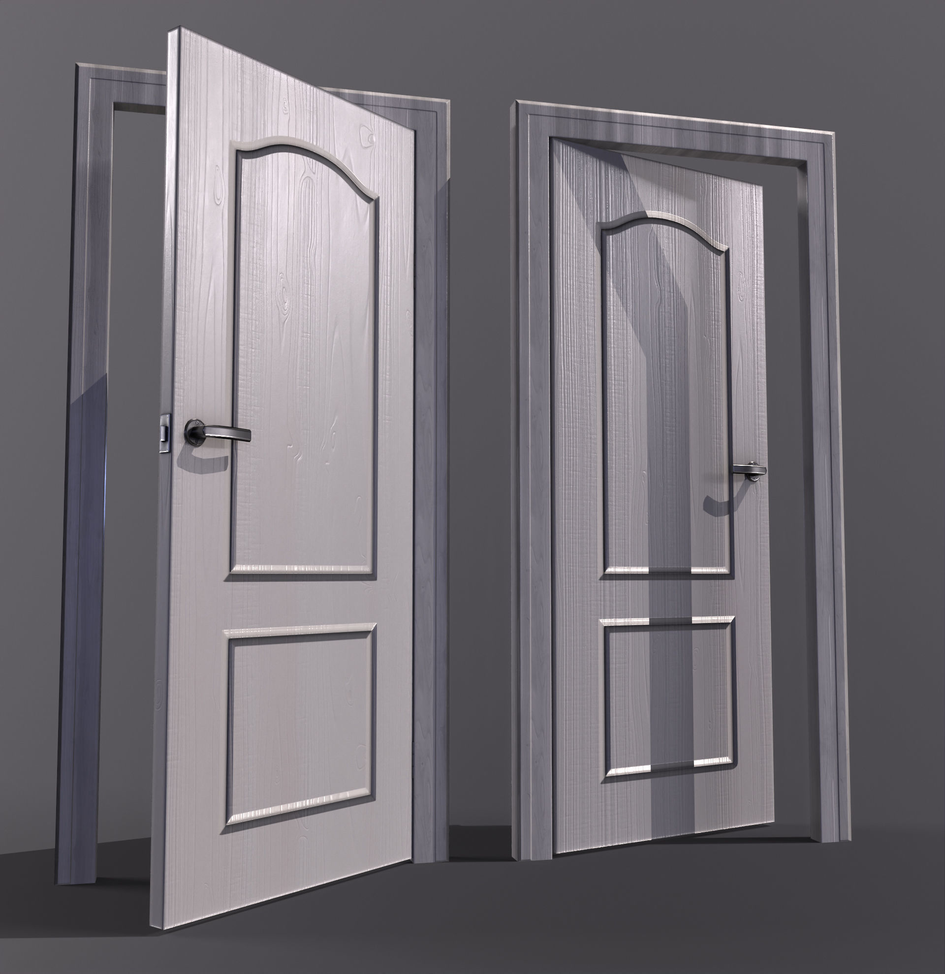 8 doors and 8 door jambs Low-poly 3D model_19