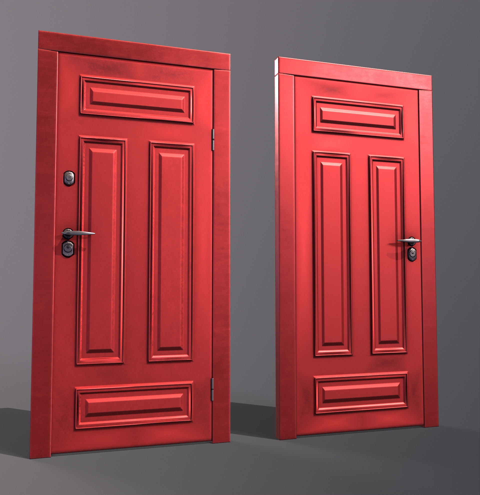 8 doors and 8 door jambs Low-poly 3D model_14