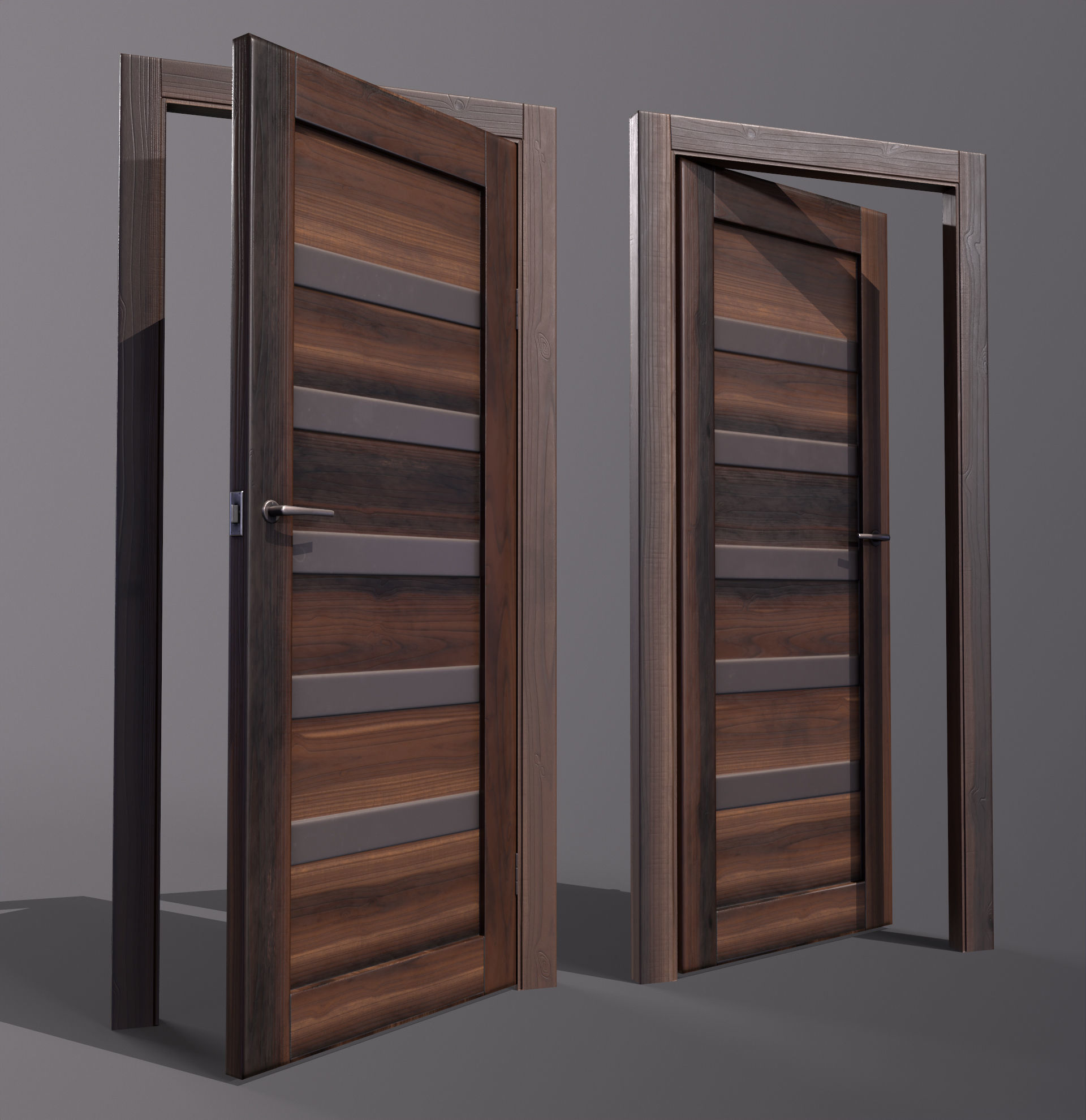 8 doors and 8 door jambs Low-poly 3D model_7