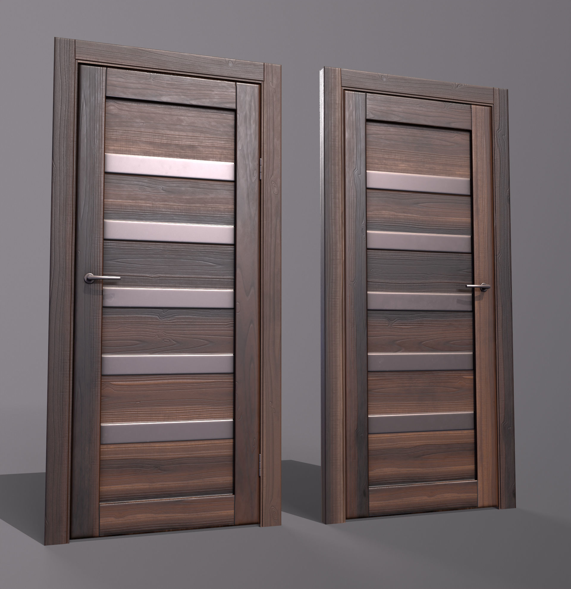 8 doors and 8 door jambs Low-poly 3D model_6