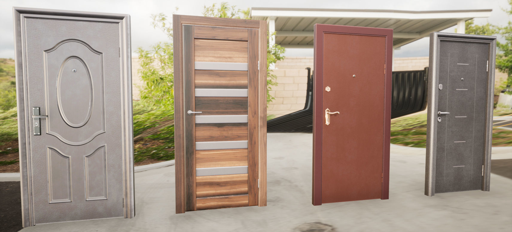 8 doors and 8 door jambs Low-poly 3D model_21