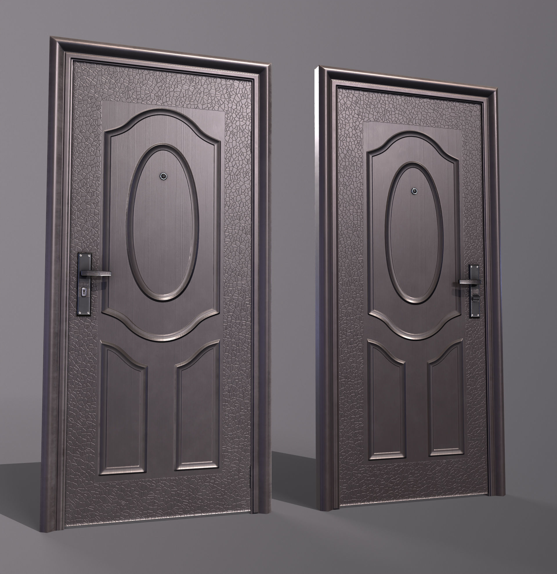 8 doors and 8 door jambs Low-poly 3D model_8