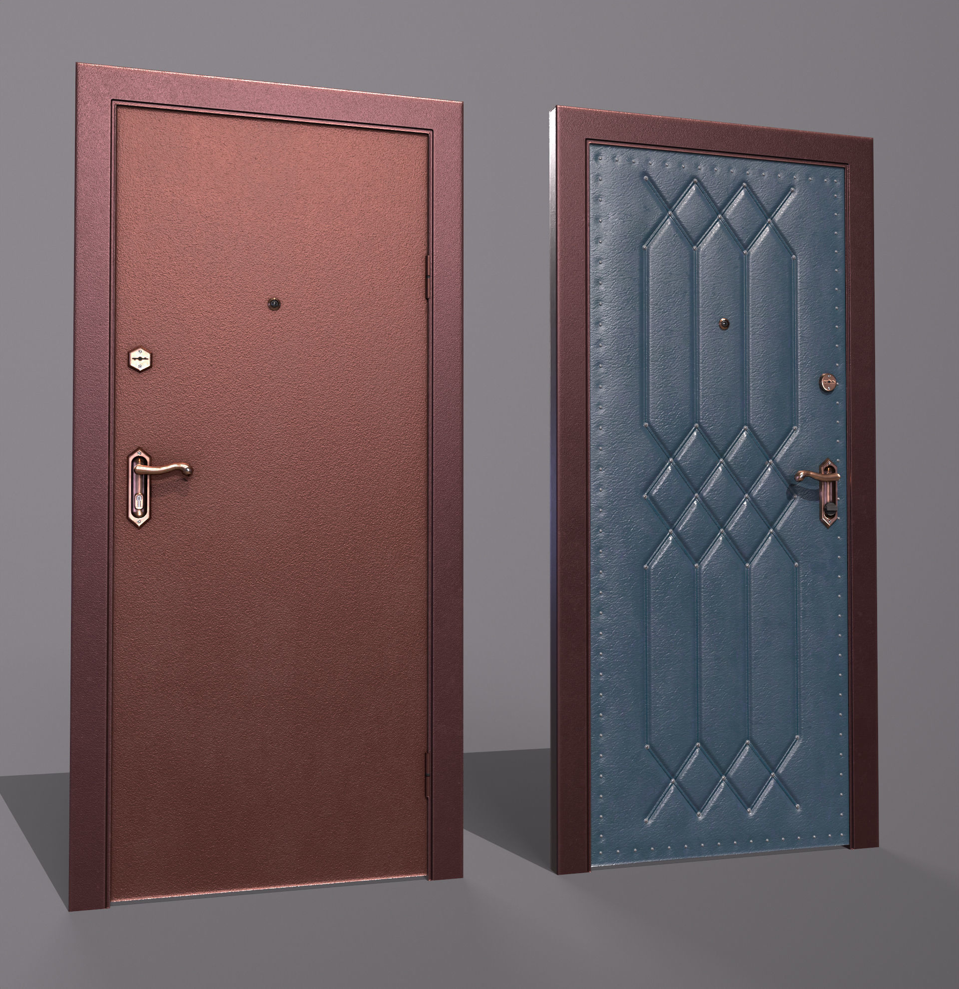 8 doors and 8 door jambs Low-poly 3D model_10