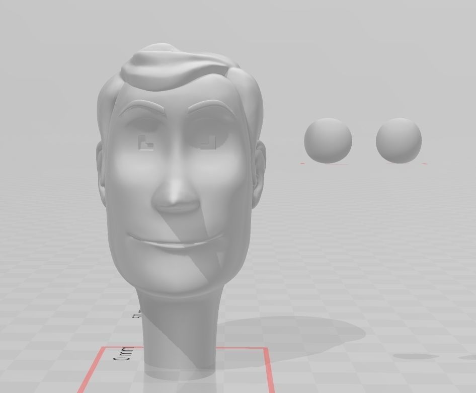Woody toy mode face with removable eyes 3D print model_3