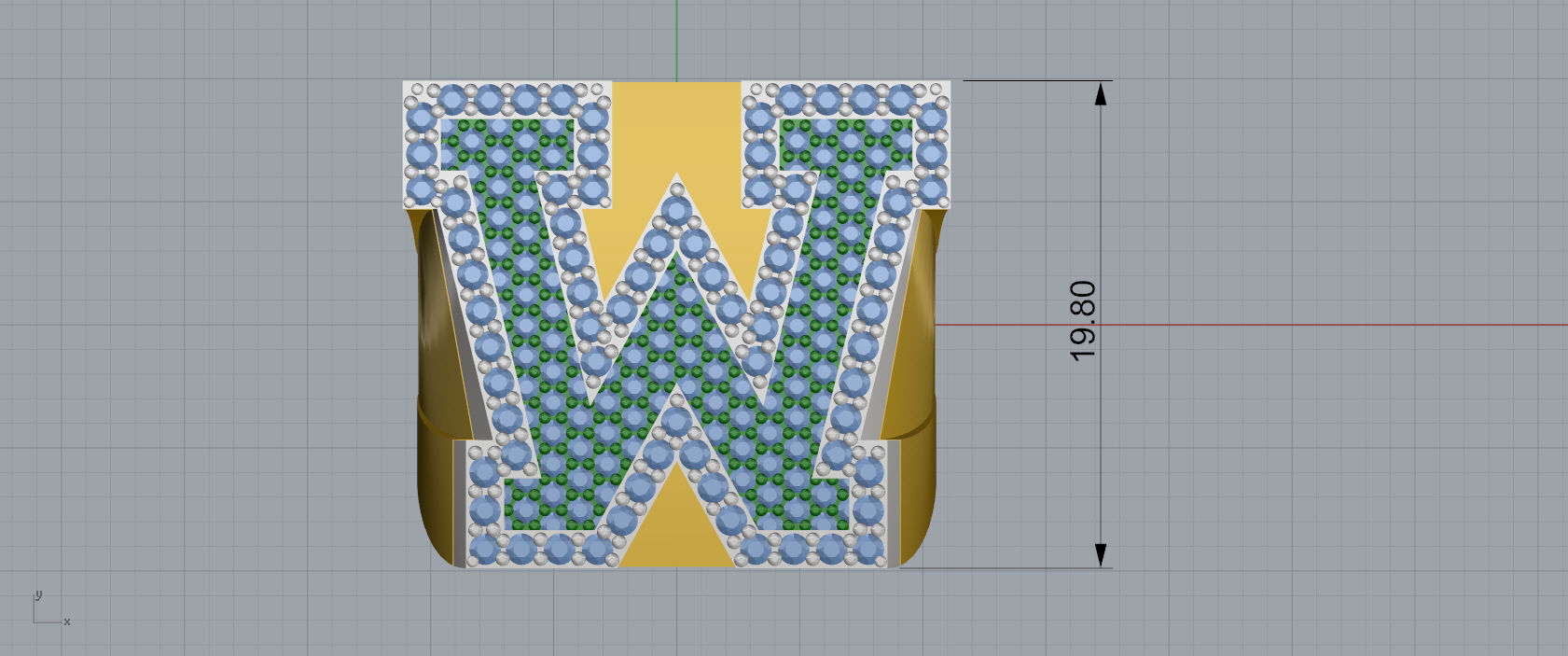 Ring Font  W 3D print model_2