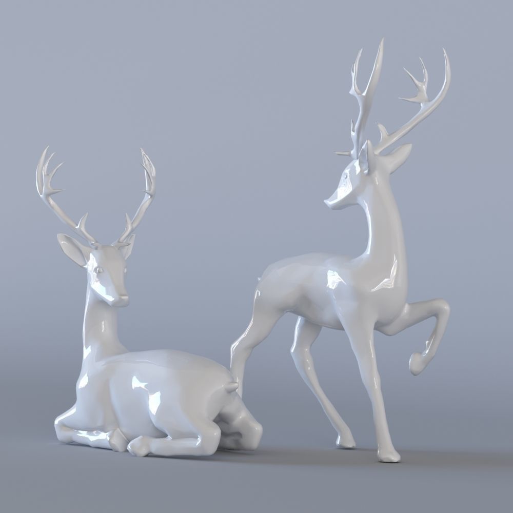 Deer Figurines - 2 set 3D model_1