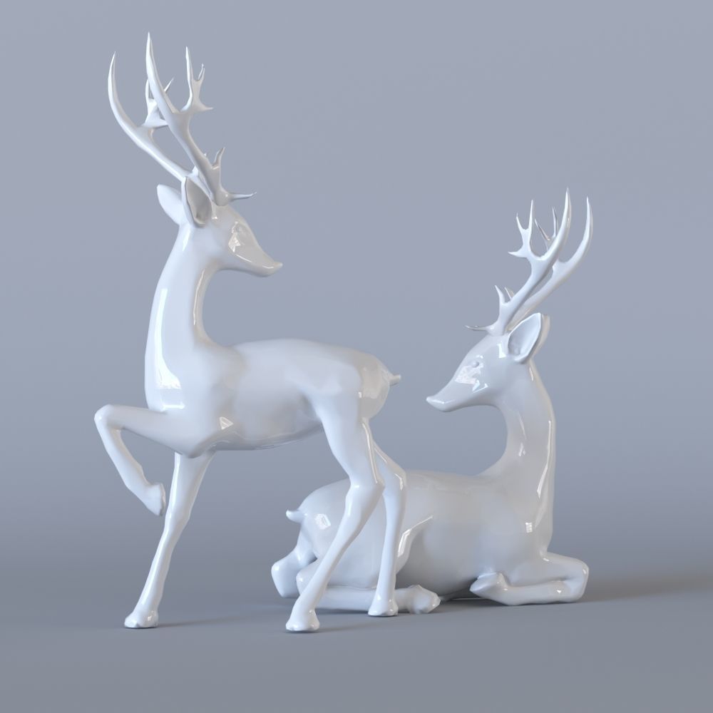 Deer Figurines - 2 set 3D model_3