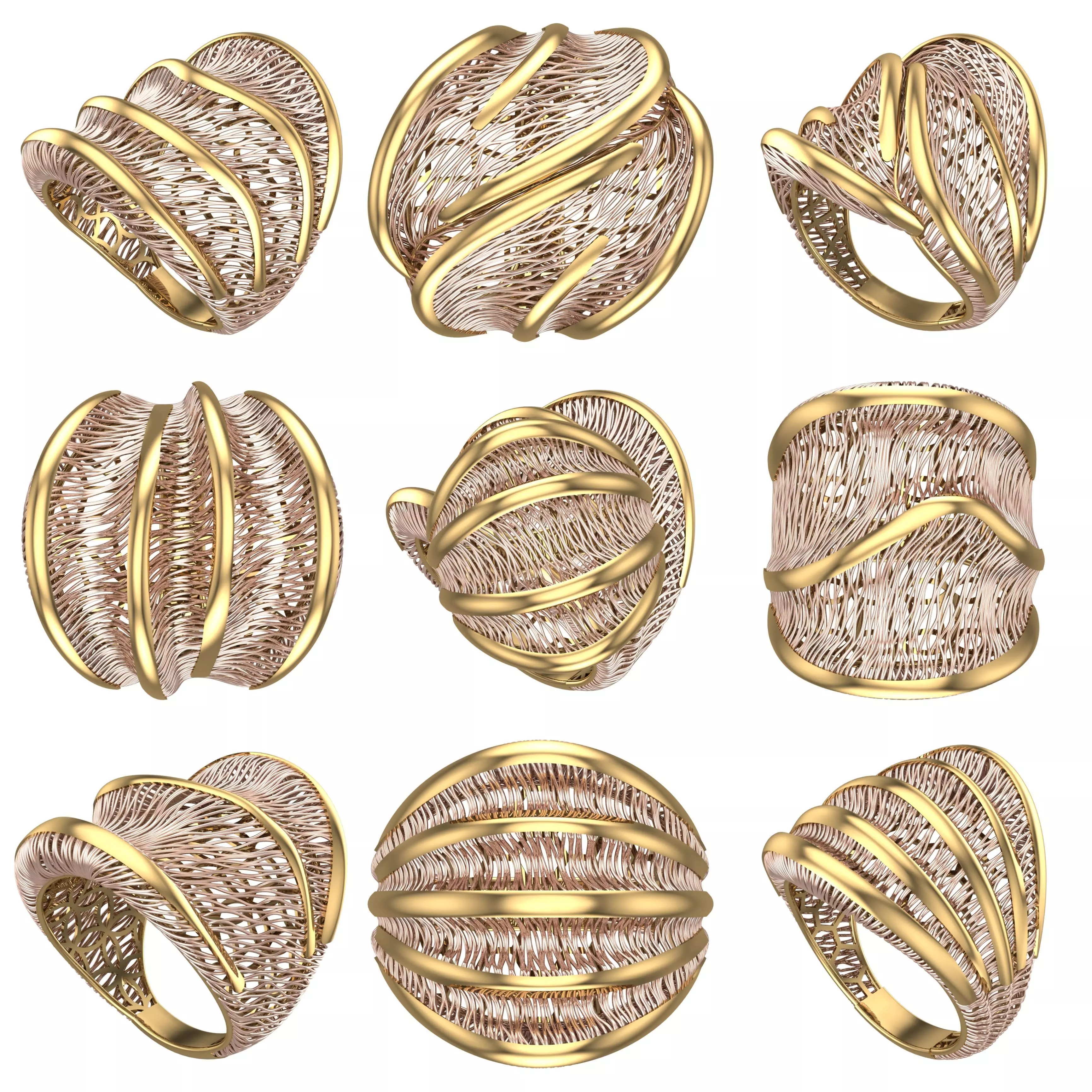 Batch file of 11 ring collections 3D print model_0