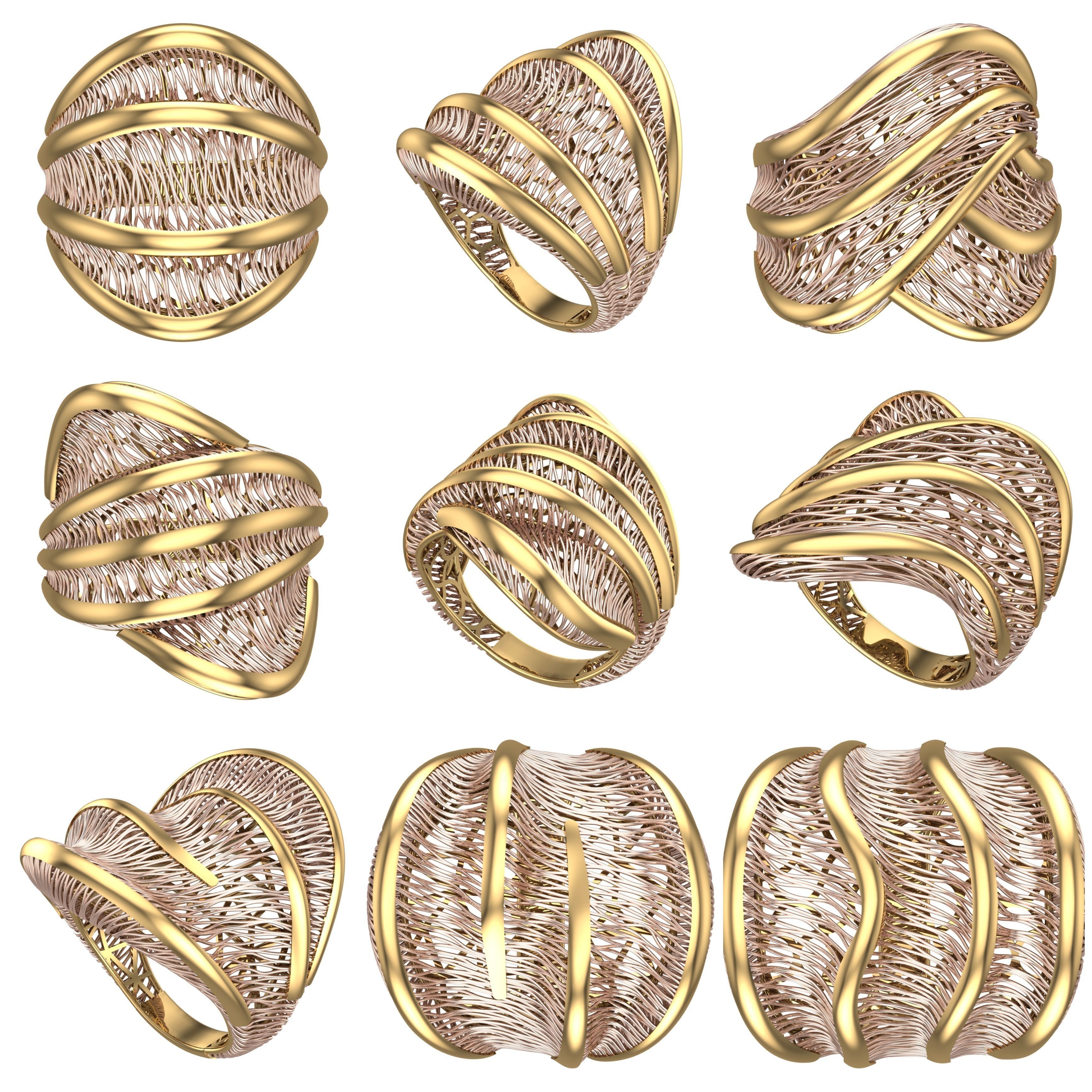Batch file of 11 ring collections 3D print model_1